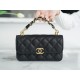 CHANEL 22K Chain Mini WOC Phone Bag Black & Gold Lizard Grain Calfskin  