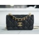 CHANEL 22K Chain Mini WOC Phone Bag Black & Gold Lizard Grain Calfskin  