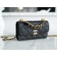 CHANEL 22K Chain Mini WOC Phone Bag Black & Gold Lizard Grain Calfskin  