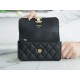 CHANEL 22K Chain Mini WOC Phone Bag Black & Gold Lizard Grain Calfskin  