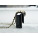 CHANEL 22K Chain Mini WOC Phone Bag Black & Gold Lizard Grain Calfskin  