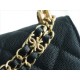 CHANEL 22K Chain Mini WOC Phone Bag Black & Gold Lizard Grain Calfskin  