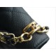 CHANEL 22K Chain Mini WOC Phone Bag Black & Gold Lizard Grain Calfskin  