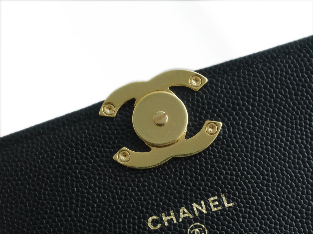 CHANEL 22K Chain Mini WOC Phone Bag Black & Gold Lizard Grain Calfskin  