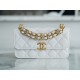 CHANEL 22K Chain Mini WOC Phone Bag White Lizard Grain Calfskin  