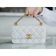 CHANEL 22K Chain Mini WOC Phone Bag White Lizard Grain Calfskin  