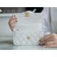 CHANEL 22K Chain Mini WOC Phone Bag White Lizard Grain Calfskin  