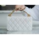 CHANEL 22K Chain Mini WOC Phone Bag White Lizard Grain Calfskin  