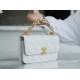 CHANEL 22K Chain Mini WOC Phone Bag White Lizard Grain Calfskin  