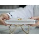 CHANEL 22K Chain Mini WOC Phone Bag White Lizard Grain Calfskin  