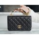 CHANEL 22K New Chain WOC Black & Gold Lizard Grain Calfskin  