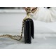 CHANEL 22K New Chain WOC Black & Gold Lizard Grain Calfskin  