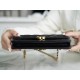 CHANEL 22K New Chain WOC Black & Gold Lizard Grain Calfskin  