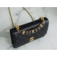 CHANEL 22K New Chain WOC Black & Gold Lizard Grain Calfskin  