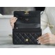 CHANEL 22K New Chain WOC Black & Gold Lizard Grain Calfskin  