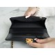 CHANEL 22K New Chain WOC Black & Gold Lizard Grain Calfskin  