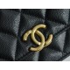 CHANEL 22K New Chain WOC Black & Gold Lizard Grain Calfskin  