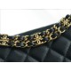 CHANEL 22K New Chain WOC Black & Gold Lizard Grain Calfskin  