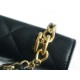 CHANEL 22K New Chain WOC Black & Gold Lizard Grain Calfskin  