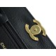 CHANEL 22K New Chain WOC Black & Gold Lizard Grain Calfskin  