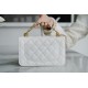 CHANEL 22K New Chain WOC White Lizard Grain Calfskin  