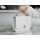 CHANEL 22K New Chain WOC White Lizard Grain Calfskin  