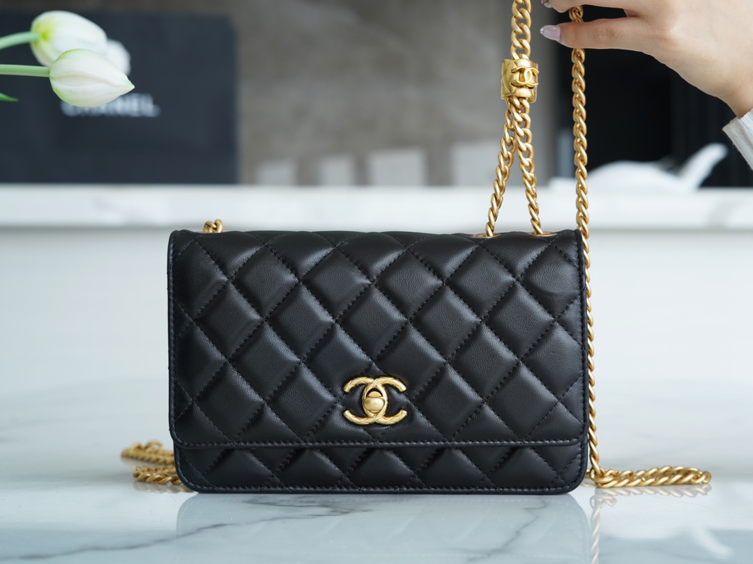 CHANEL 22K Small Gold Bar Adjustable WOC  