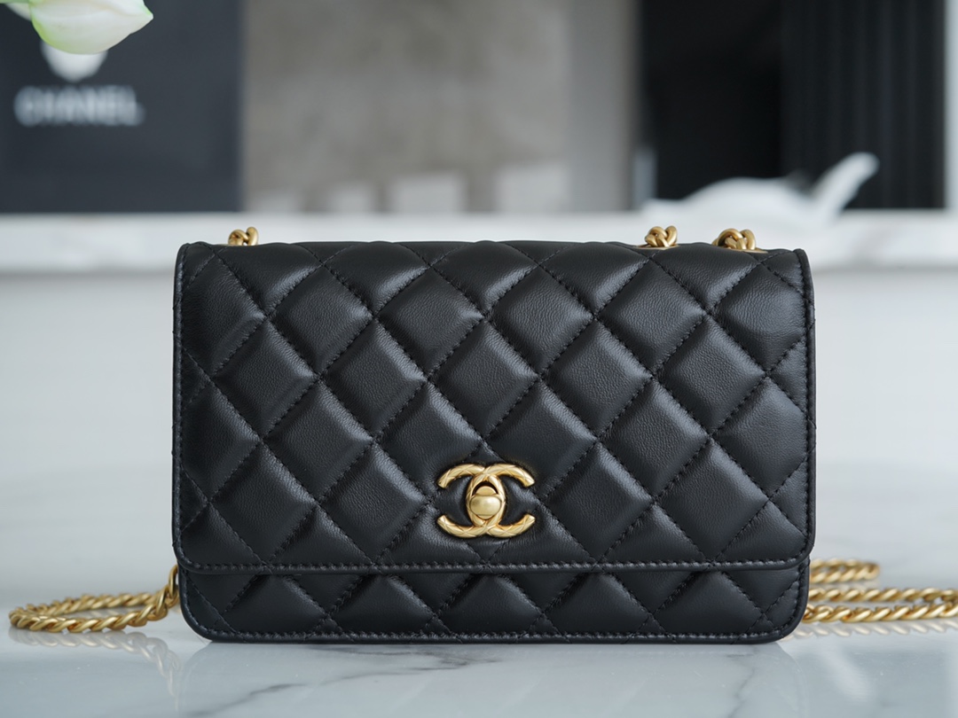 CHANEL 22K Small Gold Bar Adjustable WOC  