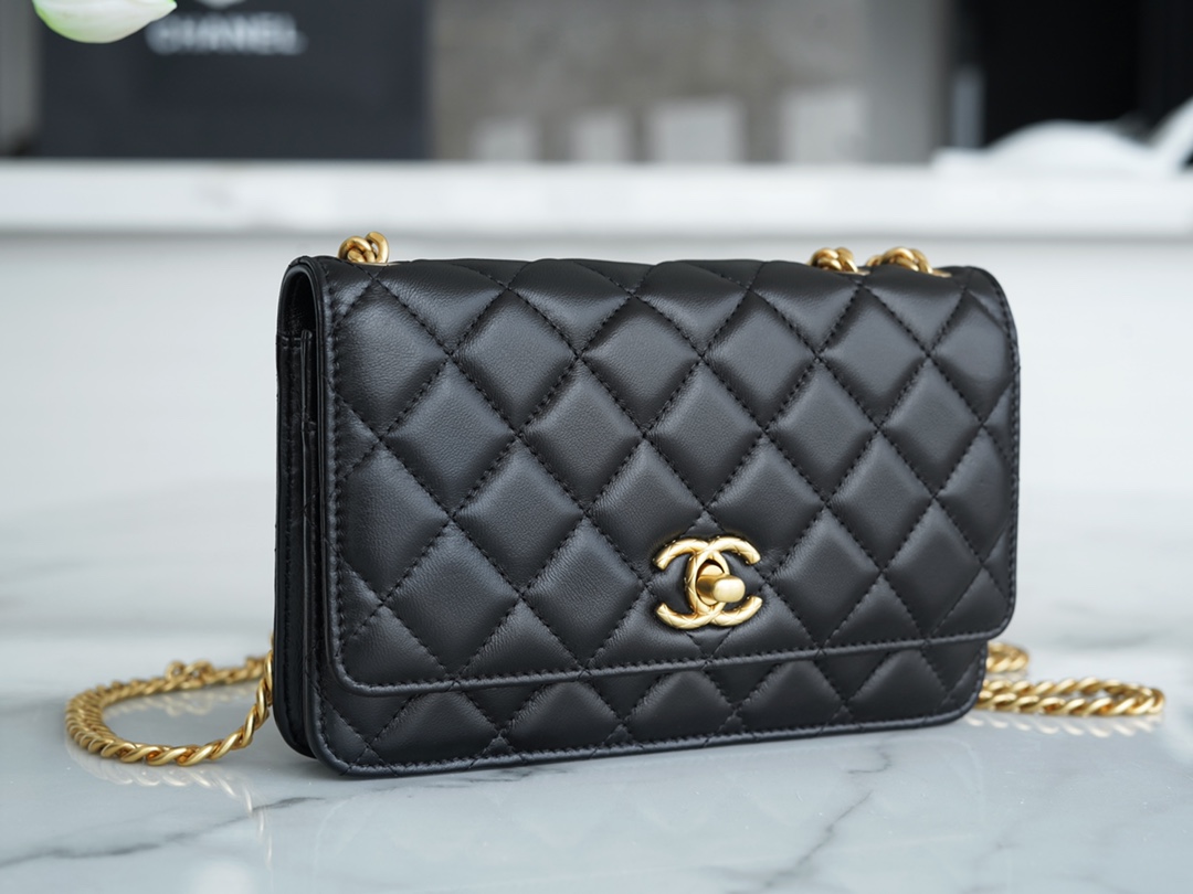 CHANEL 22K Small Gold Bar Adjustable WOC  