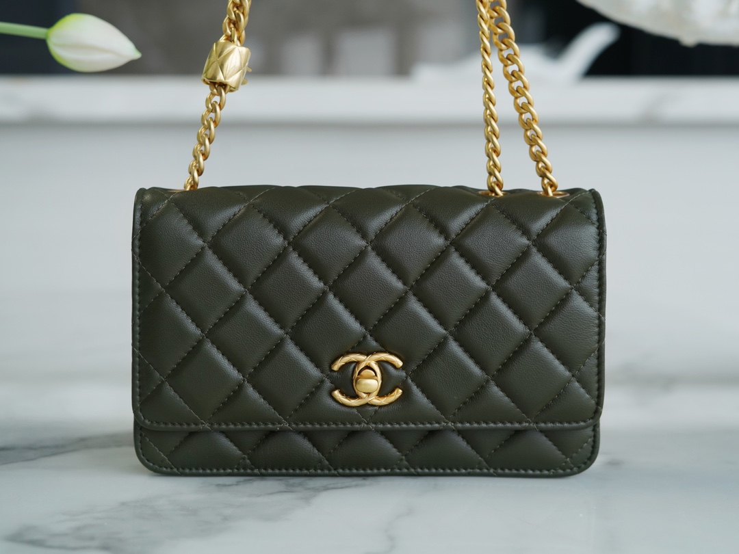 CHANEL 22K Small Gold Bar Adjustable WOC  