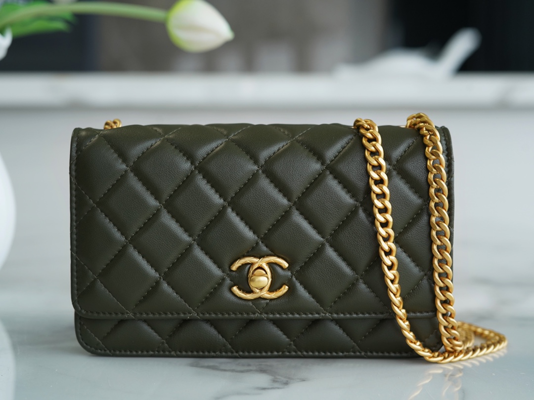 CHANEL 22K Small Gold Bar Adjustable WOC  