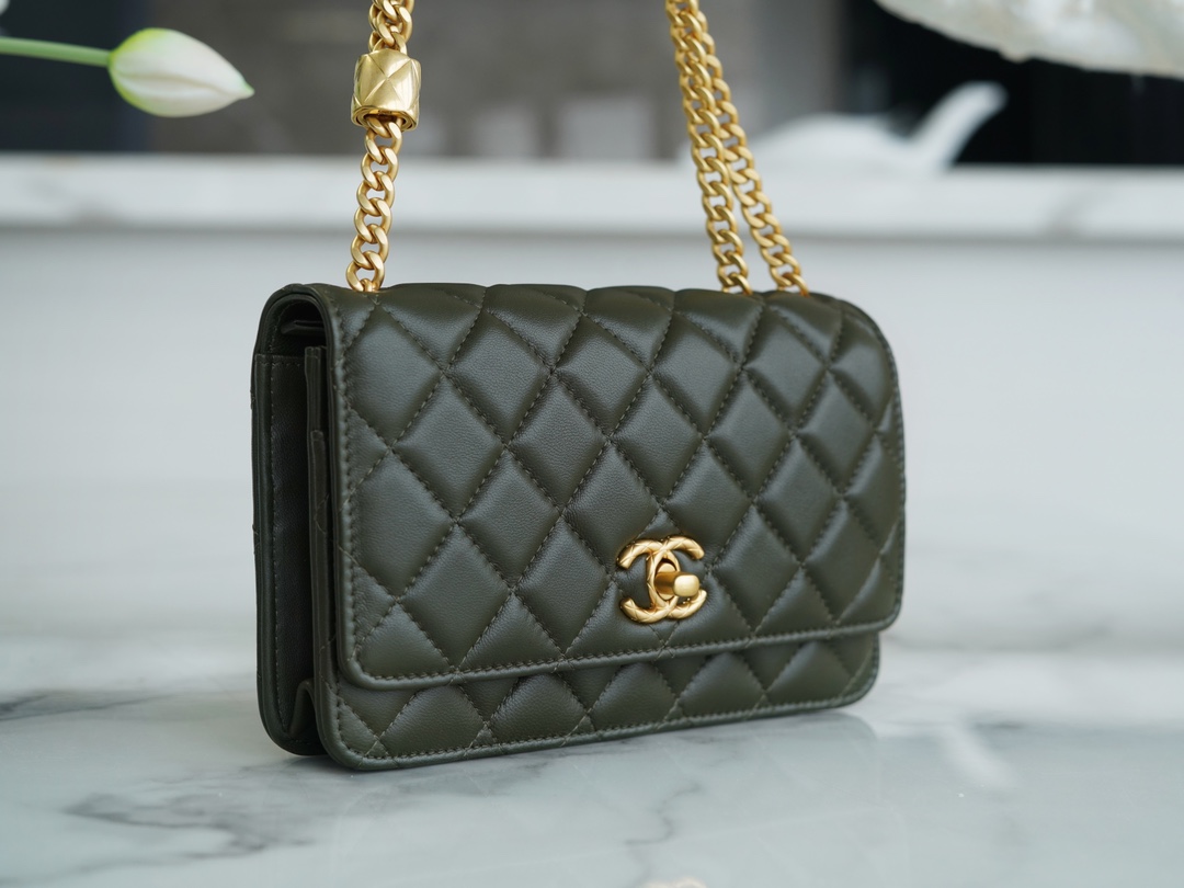 CHANEL 22K Small Gold Bar Adjustable WOC  