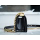 Chanel 22A New Mini Boy Black Lizard Grain Calfskin  