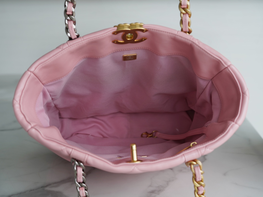 CHANEL 22B 19 BAG Tote Cherry Blossom Pink Lambskin  