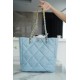 CHANEL 22B 19 BAG Tote Blue Lambskin  