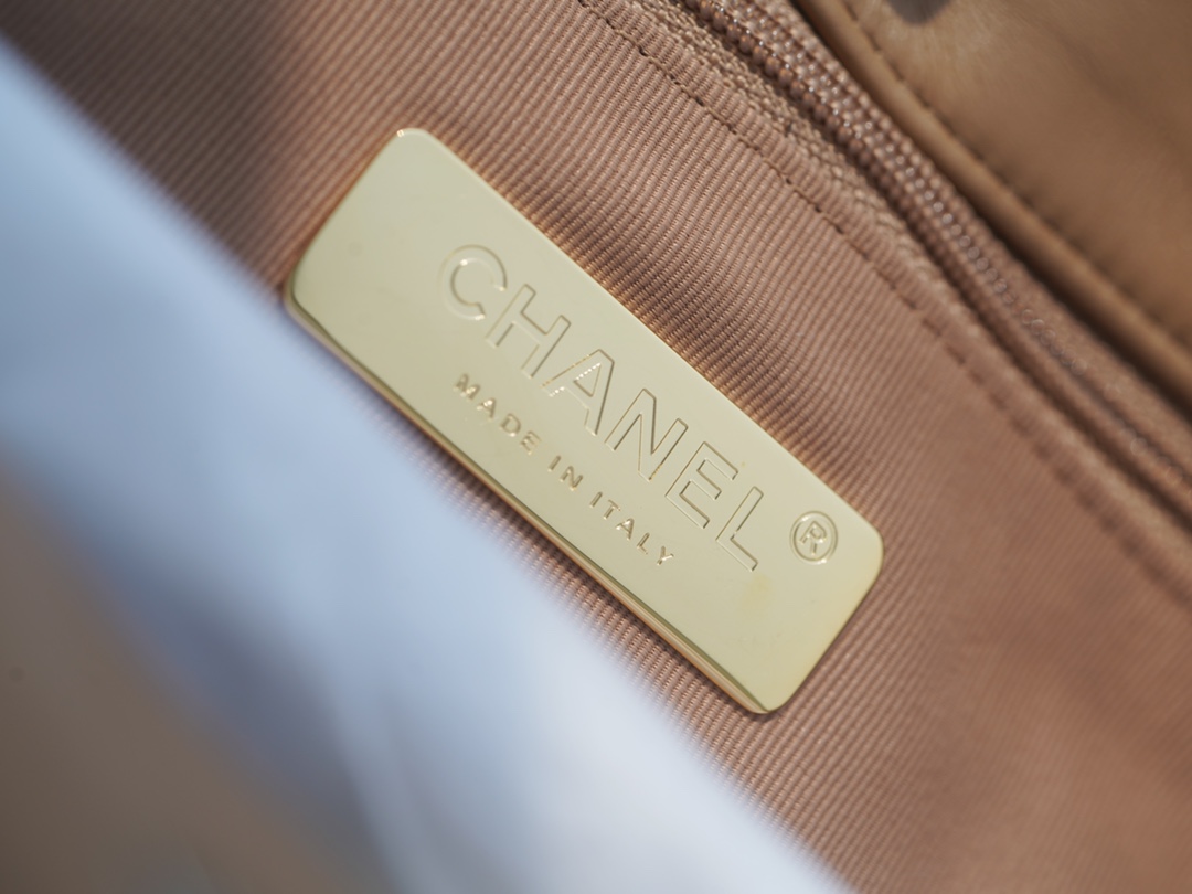 CHANEL 22B 19 BAG Tote Almond Lambskin  