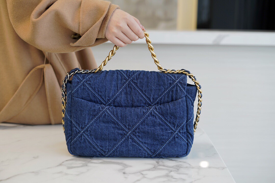 CHANEL 19 Bag Denim Blue Medium Denim Fabric  