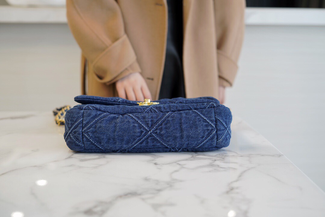 CHANEL 19 Bag Denim Blue Medium Denim Fabric  