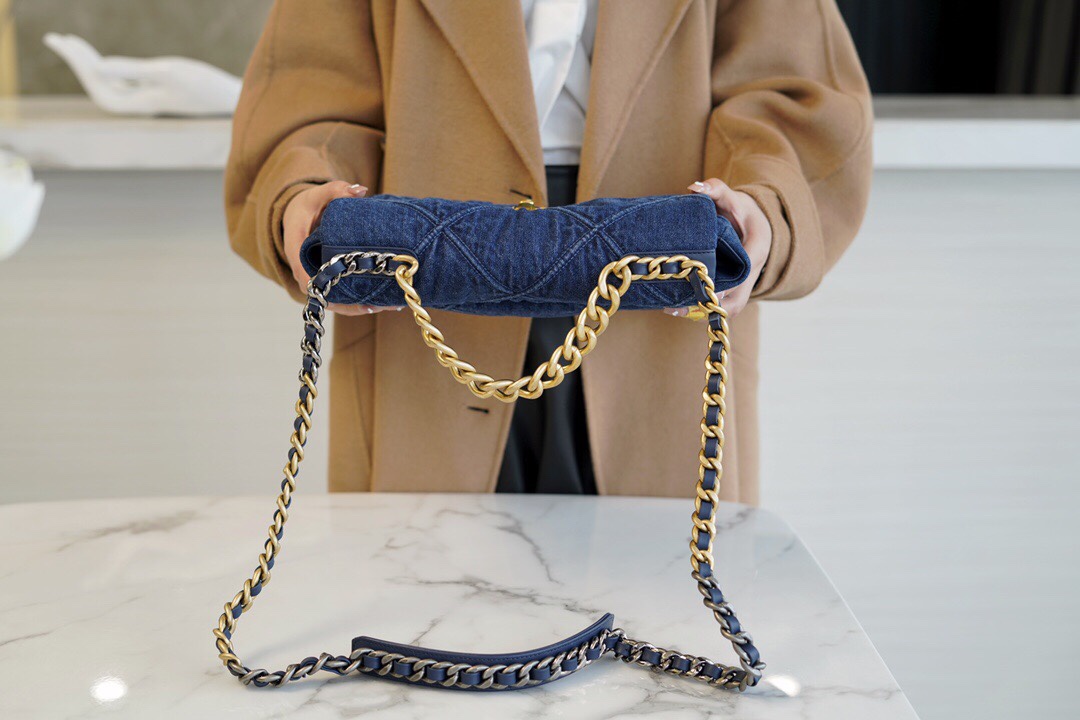 CHANEL 19 Bag Denim Blue Medium Denim Fabric  