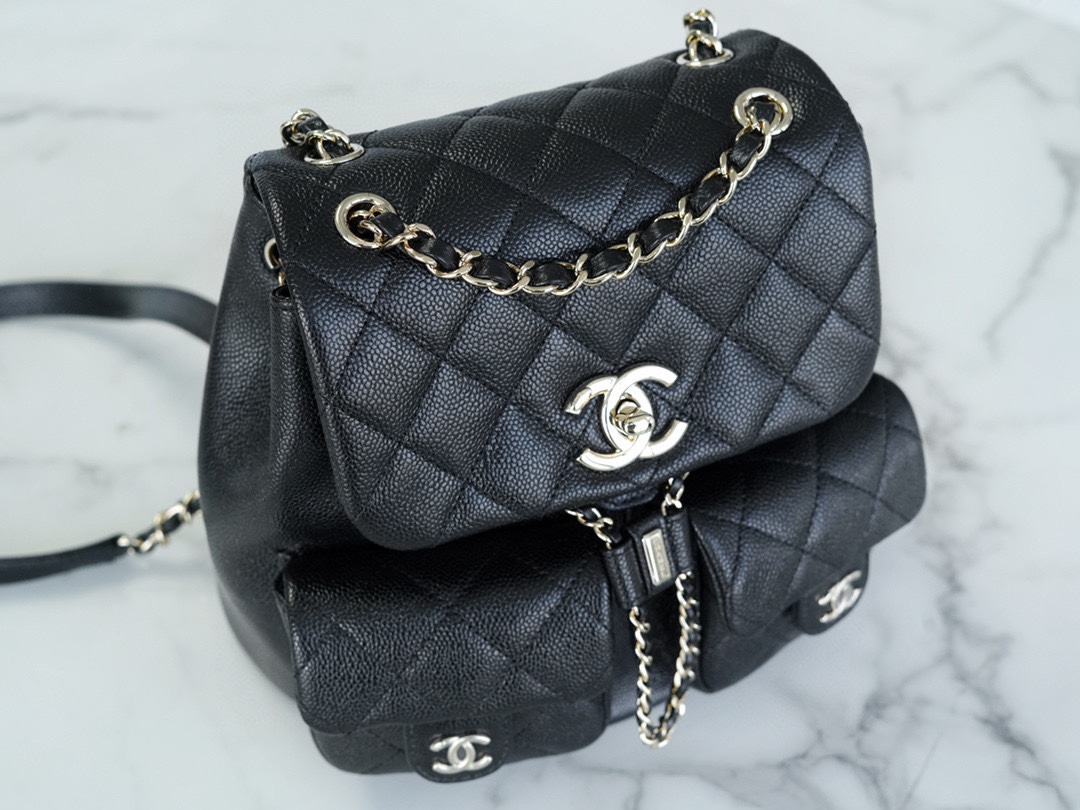 CHANEL 23P Duma Backpack Black Calfskin Large  