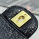 CF Classic Flap Small Black Gold Lizard Pebbled Calfskin  