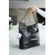 CHANEL 22P Handbag Small Black with White Buckle  