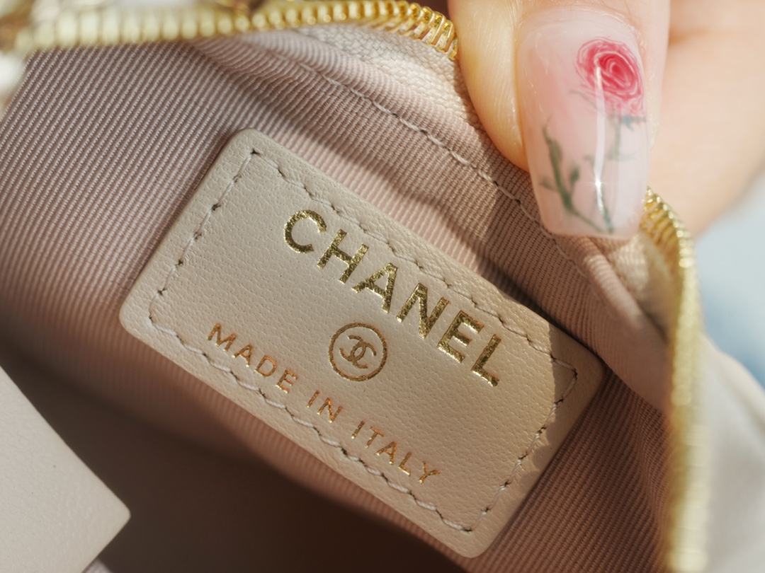 CHANEL 23P Moon Crescent Bag Small Light Almond Lambskin  