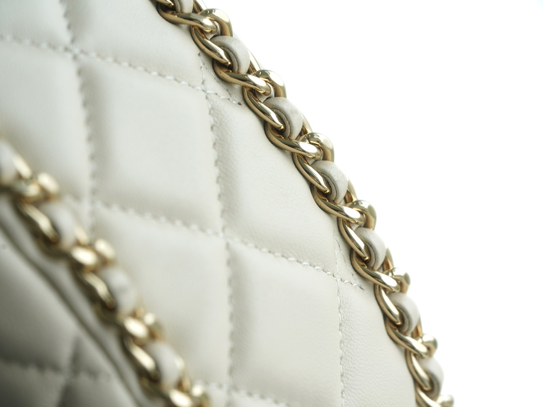 CHANEL 23P Moon Crescent Bag Large Milk Almond Lambskin with Light Gold Accents  