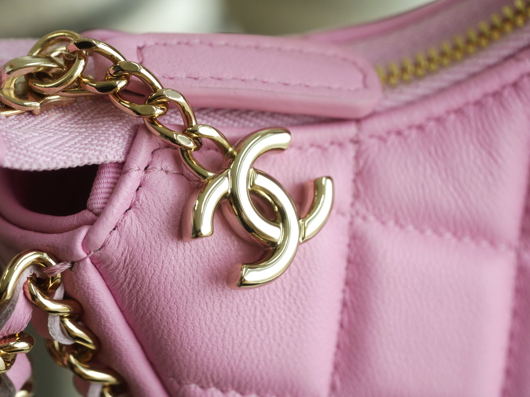 CHANEL 23P Moon Crescent Bag Small Pink Lambskin  