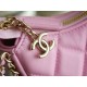 CHANEL 23P Moon Crescent Bag Small Pink Lambskin  