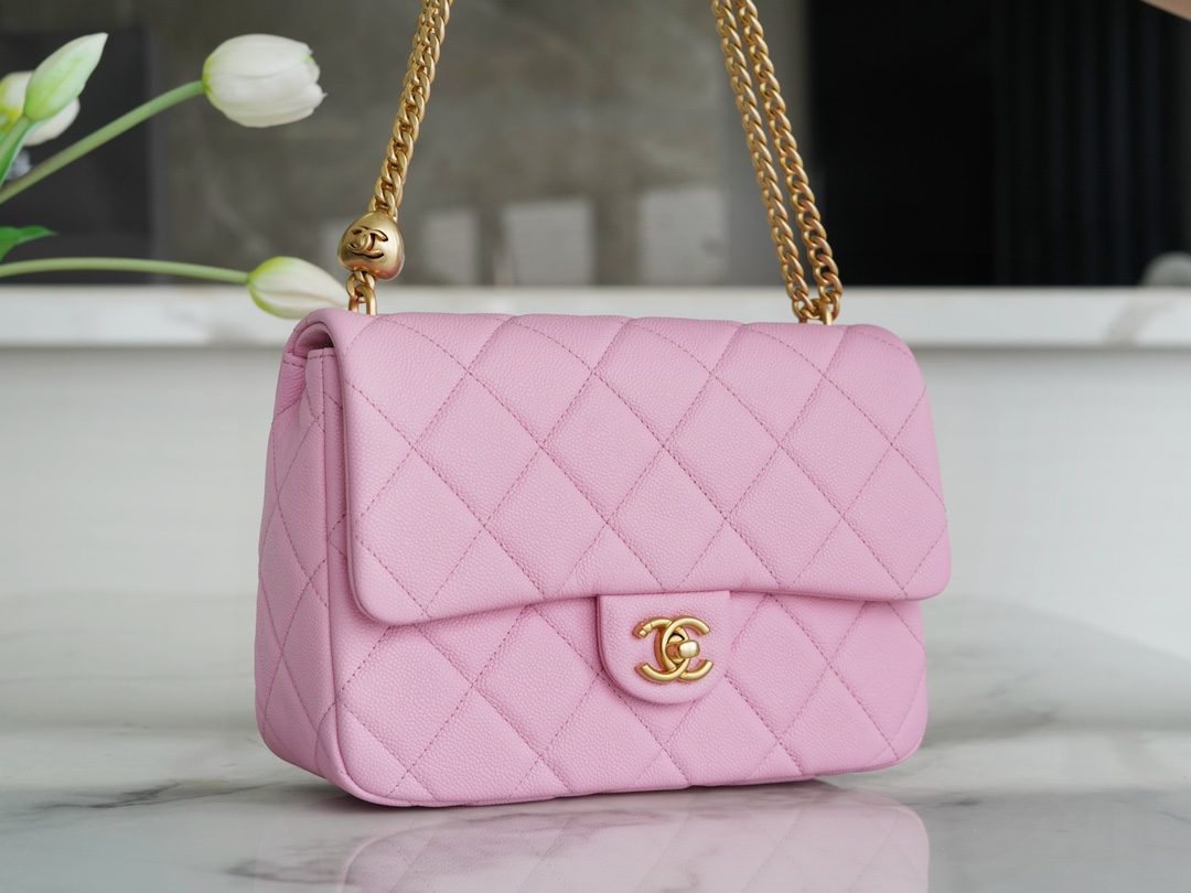 CHANEL 23P Heart Adjustable Buckle Large Pink Textured Calfskin  