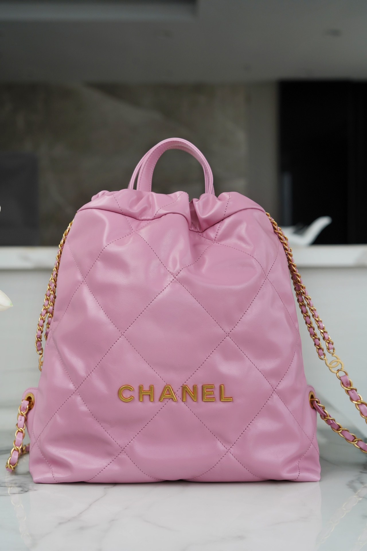 CHANEL 23P Spring/Summer New Mini Backpack Small Pink Glossy Calfskin