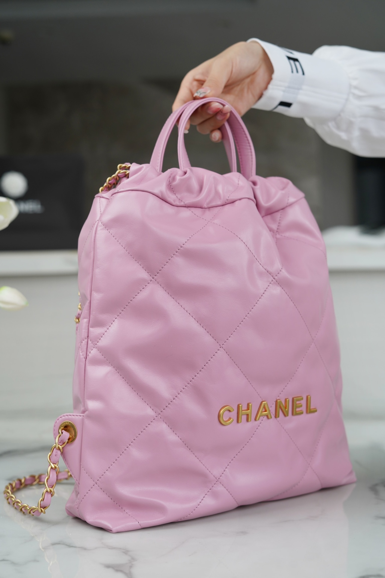 CHANEL 23P Spring/Summer New Mini Backpack Small Pink Glossy Calfskin