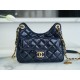 CHANEL 23C Early Spring Resort Collection Flap Bag Deep Blue Glossy Wrinkled Calfskin  